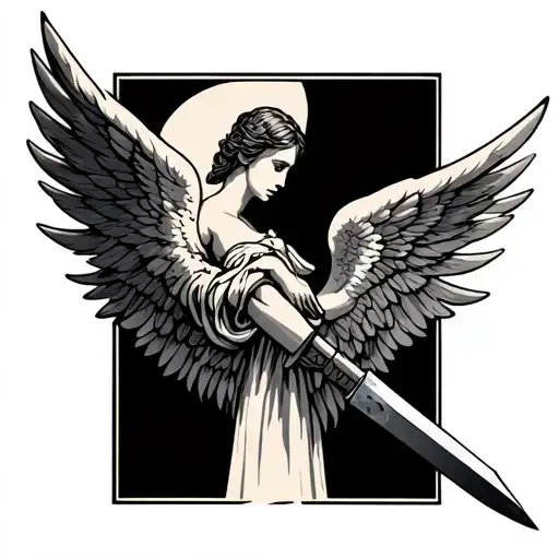 Stabbed A Card And Angel Wings And Wing