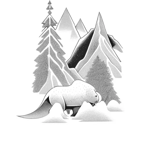 Outdoor Scene With Mountains And Animals