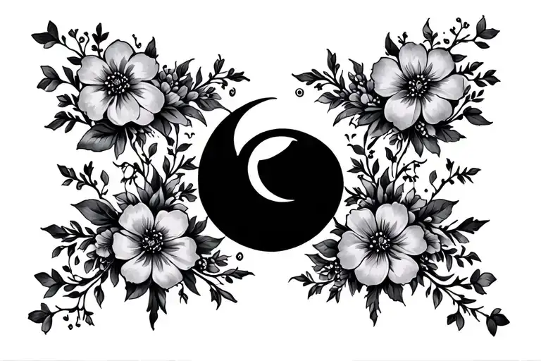 Flowers And Vines With Moon In The Center