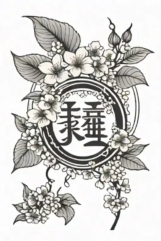 Design A Tattoo With The Word Kaizen Enso Circle And Cherry Blossom