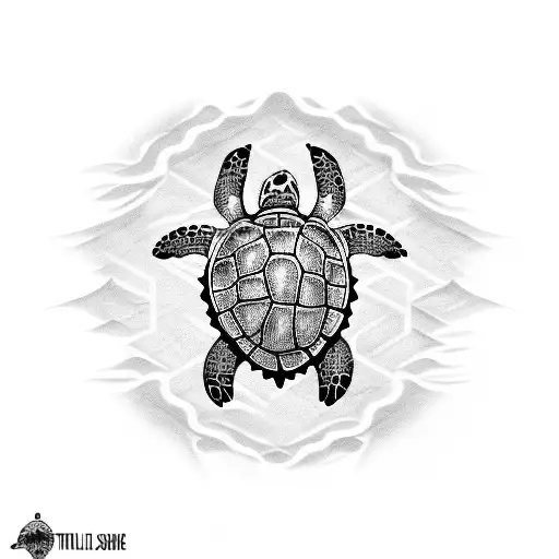 Sea Turtle With The Sell Like Sea Tribal And Family Simbol