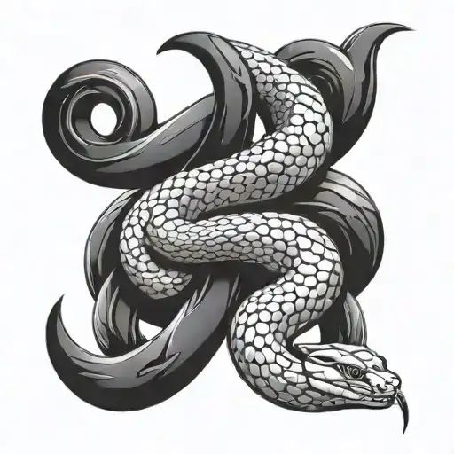 Snake Between The Turns Chain On The Sleeve From The Wrist To The Elbow
