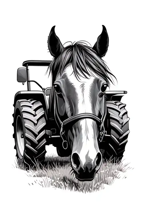 Horse And Tractor