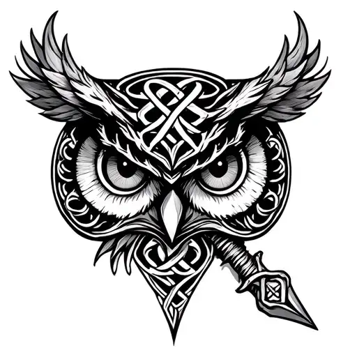 Owl Eyes Celtic Cross Dagger
