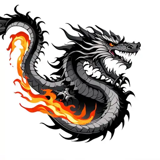 Japanese Style Dragon Who Spit Fire