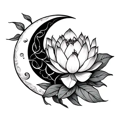 Lotus With Moon Intertwined Within
