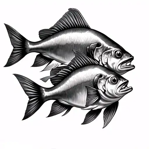 3 Piranhas On Collarbone Tattoo Featuring