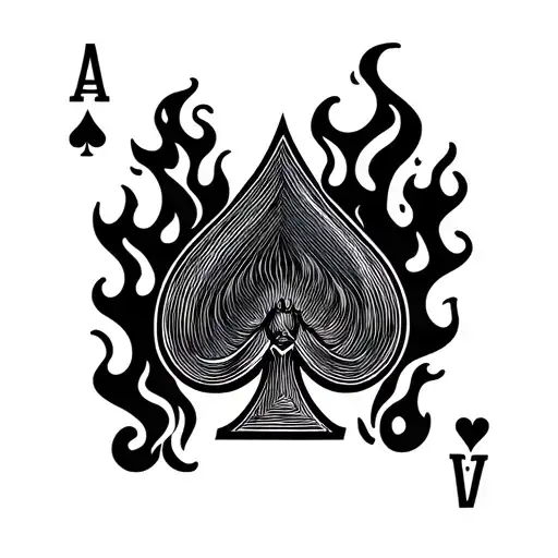 Ace Of Spades Card With Fire Surrounded