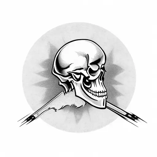 Grim Reaper With Rockets Behind Skull