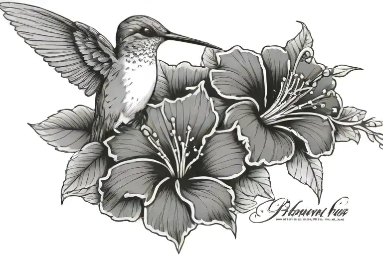 Hummingbird And Hibiscus And First Name Yann