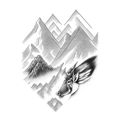 Realistic Outdoor Scene With Mountains And Animals