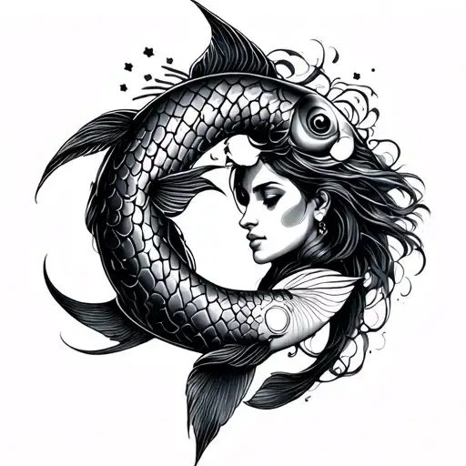 Pisces Man Gemini Woman Combined Tattoo Design With A Sharp And Cool Design