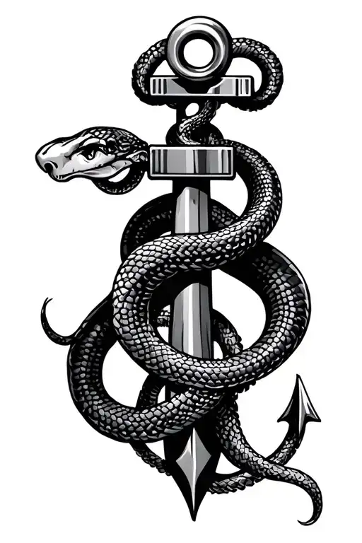 Snake Wrapped Around Anchor