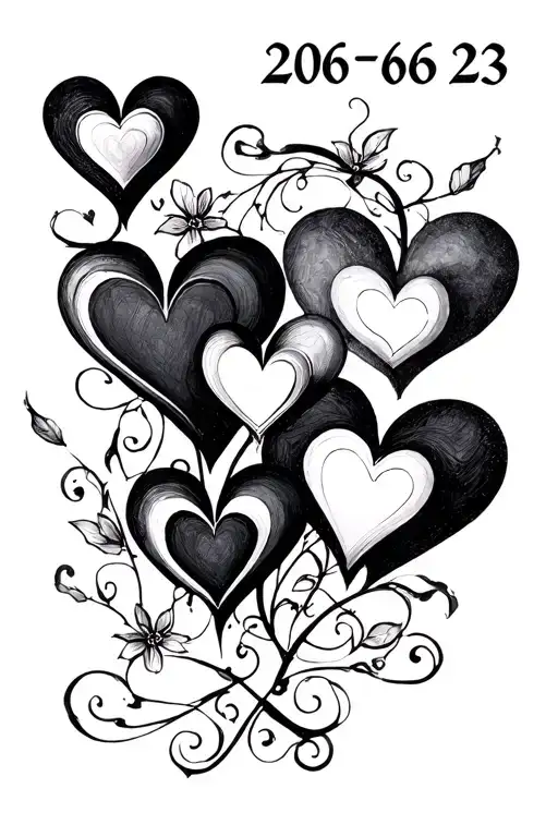 Hearts Outline With Date 20 06 23