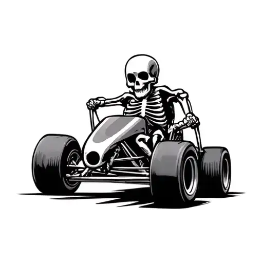 Cartoon Racing Skeleton Sprint Car