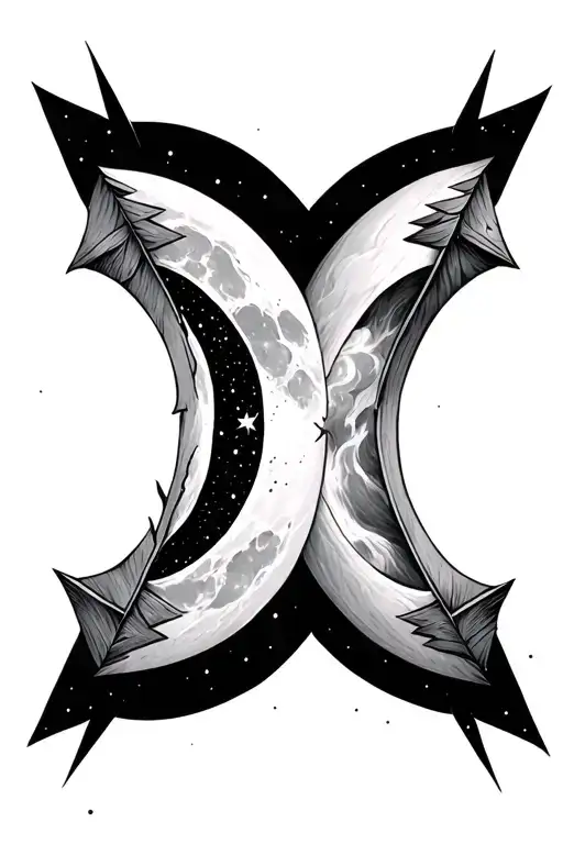 Arrow Moons Facing Each Other