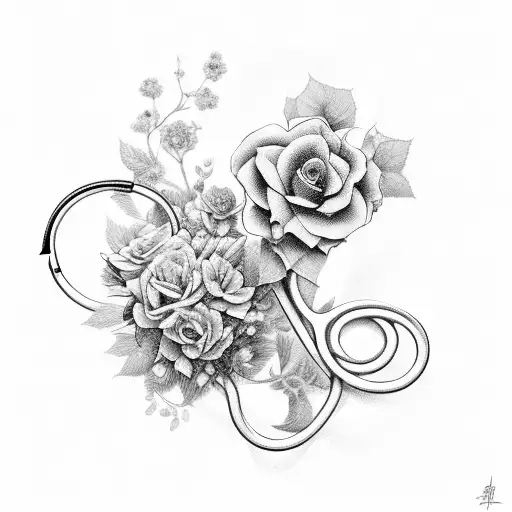 A Nurse's Stethoscope Intertwined With A Vine Of Flowers