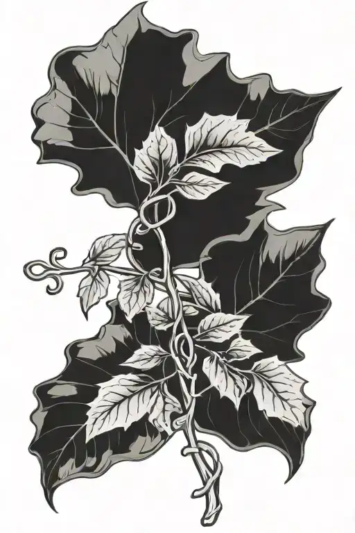 A Sketch-style Tattoo Of A Vine Leaf With The Word 'Sienna' Creatively Integrated Into The Design
