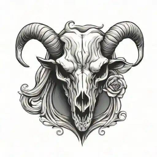 Symmetric Goat Head Skull Facing Towards The Camera