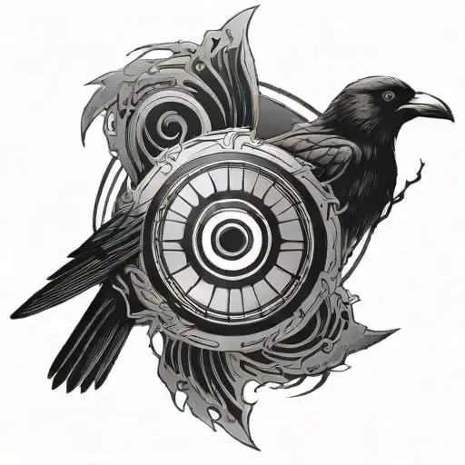 Design A Tattoo Incorporating Shisui Uchiha's Sharingan Eye And A Crow In A Black-grey Style