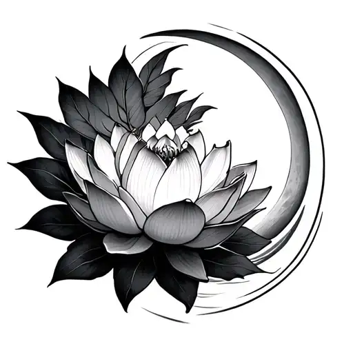 Lotus With Moon Intertwined