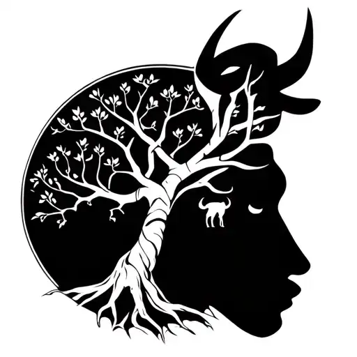 Tree Of Life With Taurus Zodiac Sign Shoulder Tattoo For Men