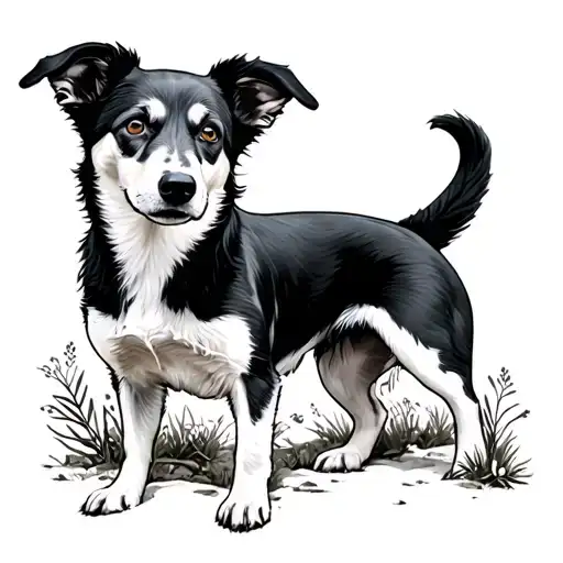 Blue Healer Dog In Woods