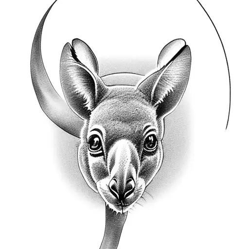 A Black-grey Tattoo Of A Kangaroo Jumping Out Of An Airplane