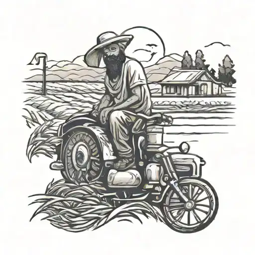 Design A Tattoo Depicting The Struggle Of Balancing Farming In Punjab With Travel Experiences Abroad