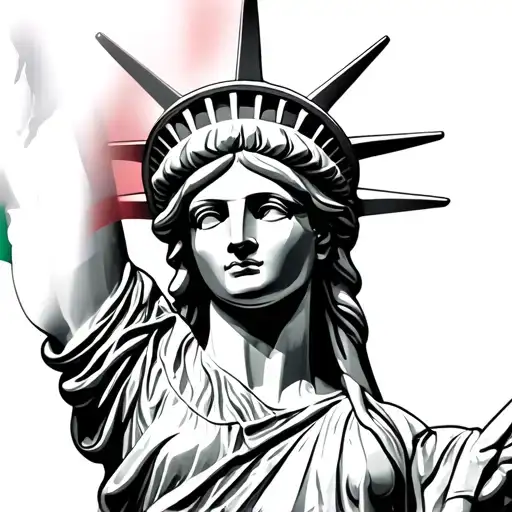 Statue Of Liberty With Mexican Flag