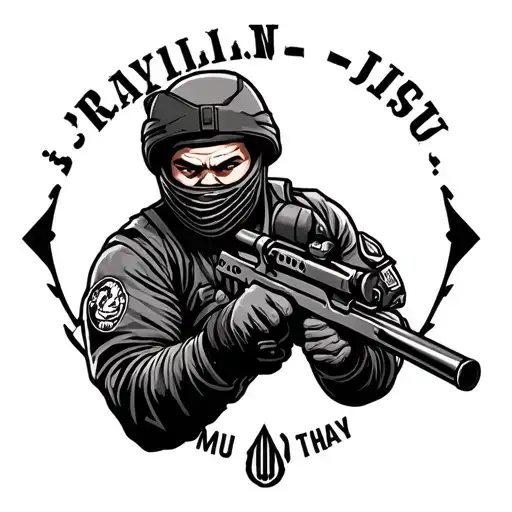 Sleave Tattoo Brazilian Jiu Jitsu Muay Thai Army Sniper