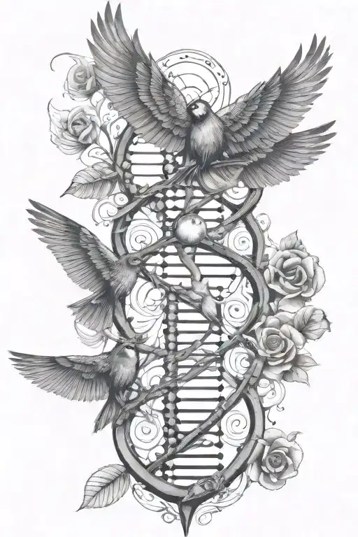 Dna With Tomorrowland Symbol And Mysteryland Bird Incorporated In The Strands Of Dna
