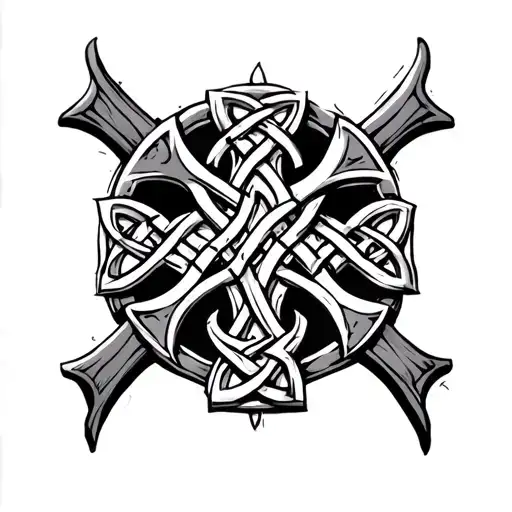 Celtic Cross Tatto O With Hear No Evil See No Evil