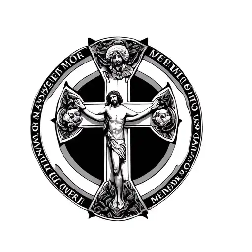 Orthodox Cross With Jesus On It And The Words Memento Mori