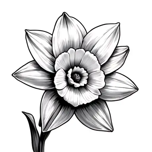Daffodil Flower With Shading More Line