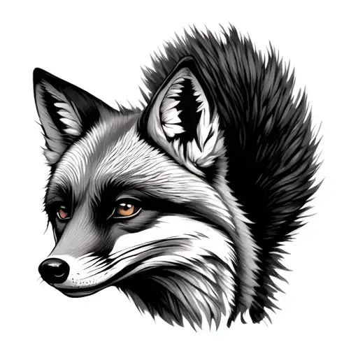 Real Fox With Big Tail In Foreground