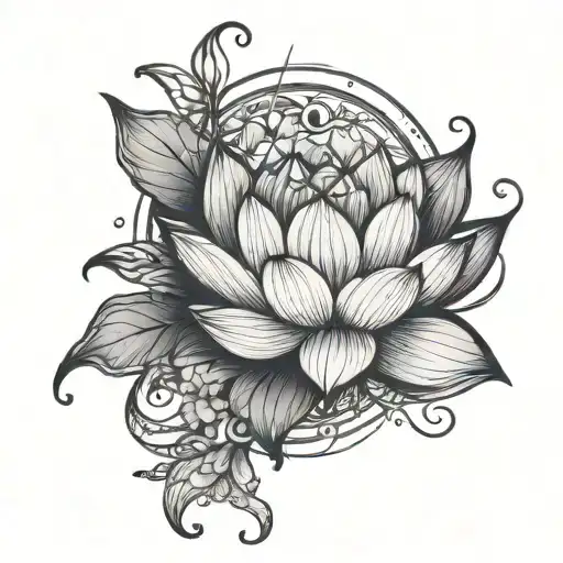Lotus Flower With Butterflies And Leo Star Sign