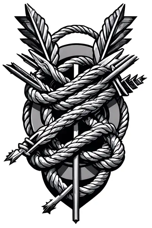 Arrows Intertwined With Rope And Circles