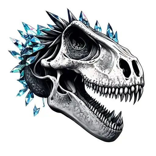 Dinosaur Skull With Crystals