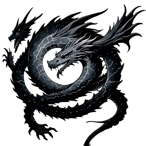 Constellation Orion's Belt And A Dragon Wrapped Round