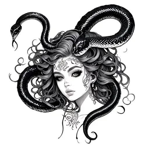 Medusa Inspired Curvy Tatted Alt Girl Snake Hair Sexy Full Figured Full Body