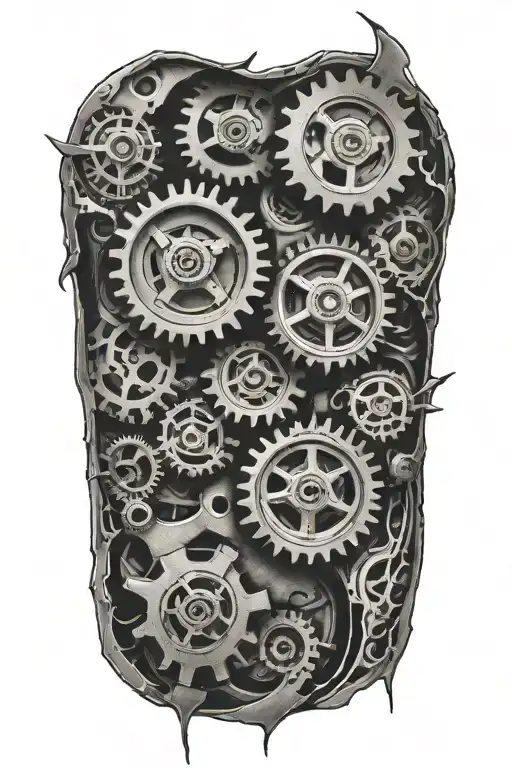 Torn Flesh With Hydraulics And Gears Inside