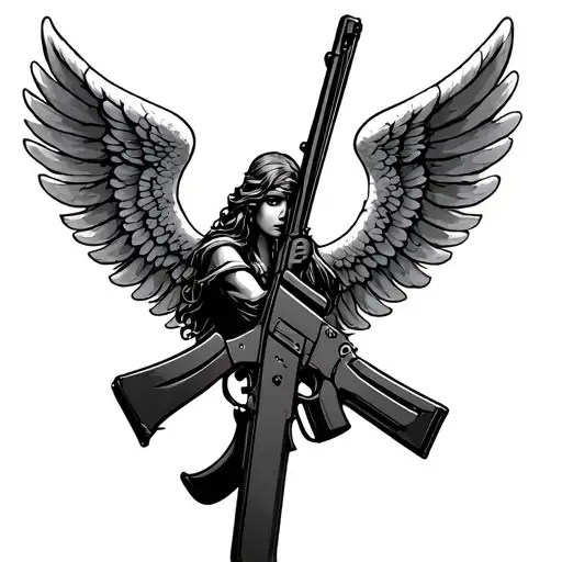 Angel And Ak47 Cross