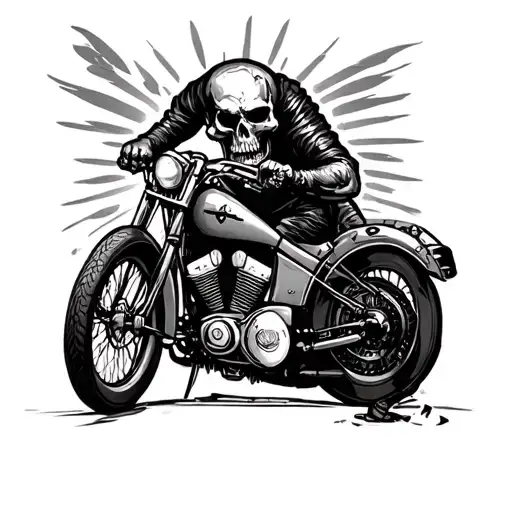 Grim Tattoo Encompassing Indian Motorcycle Motives