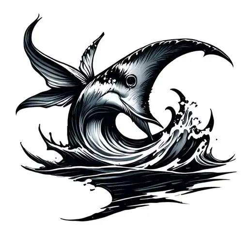 Emblem Brush Strokes Ocean