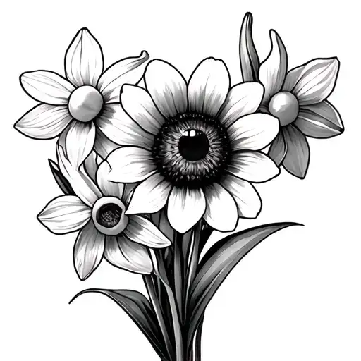 3 Daffodils And 3 Black Eyed Susan Bouquet