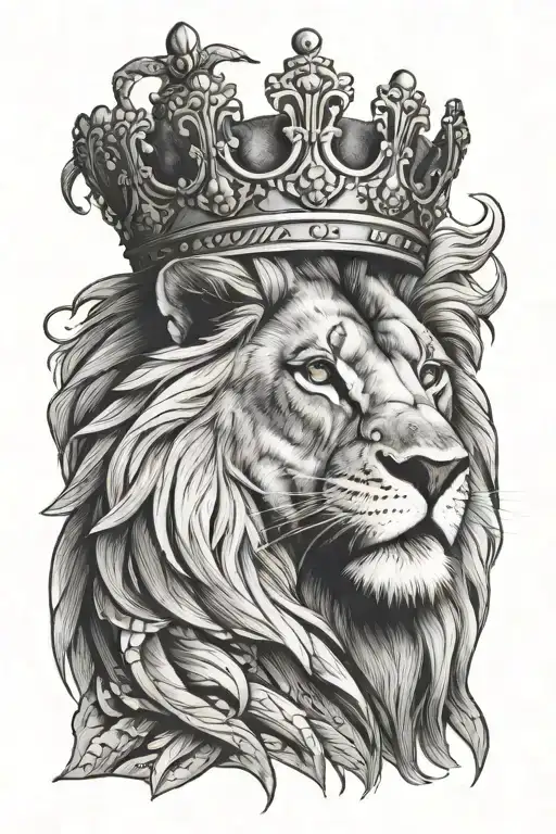 Lion With Crown And A Scar On Eye