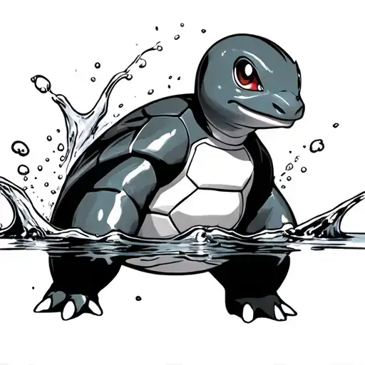 Squirtle How Water Shoots In Motion Without Colors Only Contours