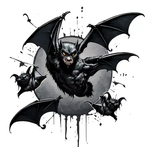 Black Filled In Bats On Forearm Sleeve No Detail