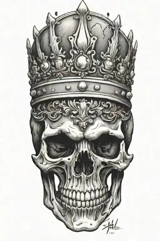 Skull With Crown Looking To The Right